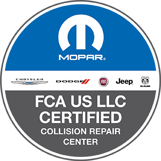 FCA US LLC Certified Collision Repair Center Logo for Chrysler, Dodge, Fiat, Jeep and Ram